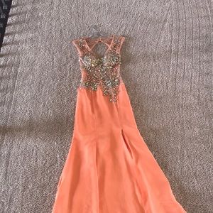 peachy open back dress